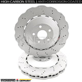FOR AUDI RSQ3 RS Q3 (13-18) CROSS DRILLED WAVEY FRONT BRAKE DISCS BREMBO PADS
