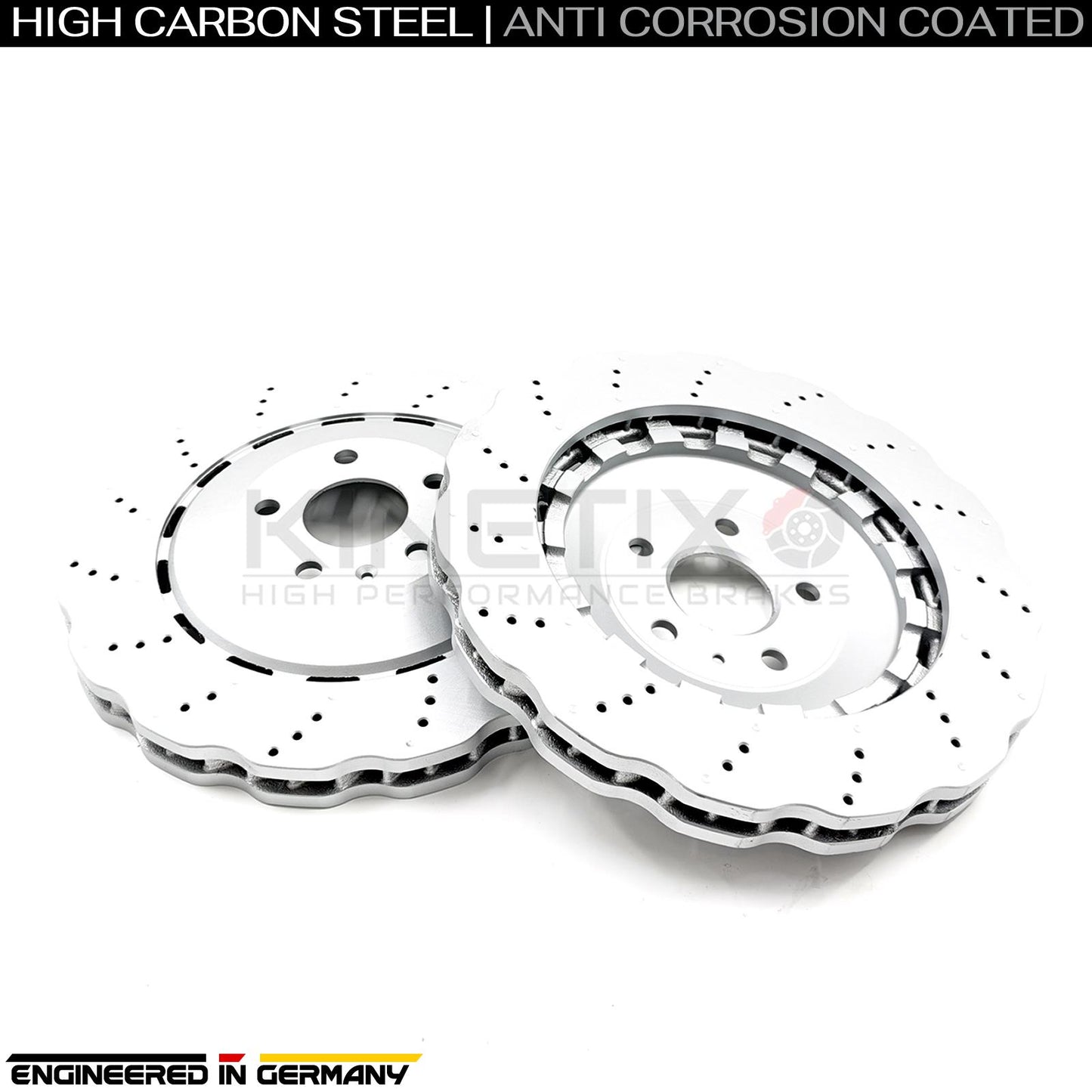 AUDI RSQ3 RS Q3 (2013-2018) CROSS DRILLED WAVEY FRONT BRAKE DISCS PADS 365mm