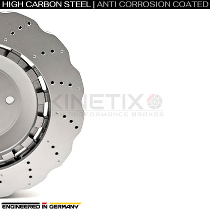 AUDI RSQ3 RS Q3 (13-18) CROSS DRILLED WAVEY FRONT BRAKE DISCS BREMBO PADS