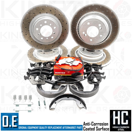 FOR BMW M3 E46 FRONT REAR BRAKE DISCS MINTEX PADS HAND BRAKE SHOES WEAR SENSORS