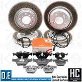 FOR BMW E46 M3 3.2 FRONT AND REAR DRILLED BRAKE DISCS BREMBO PADS WIRE SENSORS