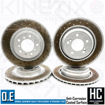 FOR BMW E46 M3 3.2 FRONT AND REAR DRILLED BRAKE DISCS BREMBO PADS WIRE SENSORS