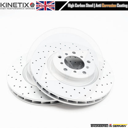 FOR BMW M3 E46 (2000-06) CROSS DRILLED FRONT LEFT RIGHT BRAKE DISCS 325mm X 28mm