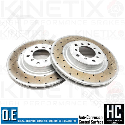 FOR BMW M3 E46 FRONT CROSS DRILLED PERFORMANCE BRAKE DISCS BREMBO PADS WIRE 325m