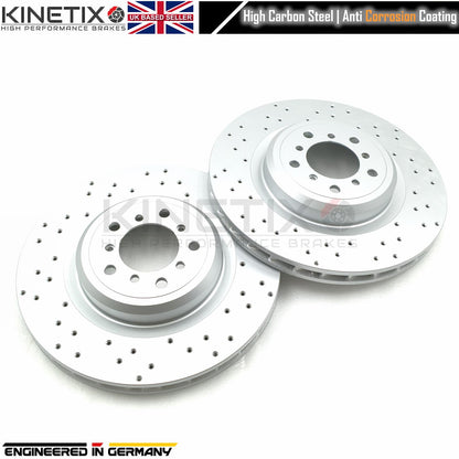 FOR BMW M3 E90 FRONT LEFT RIGHT DRILLED BRAKE DISCS SET 34112283801/34112283802