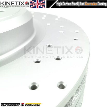 FOR BMW M3 E90 FRONT LEFT RIGHT DRILLED BRAKE DISCS SET 34112283801/34112283802