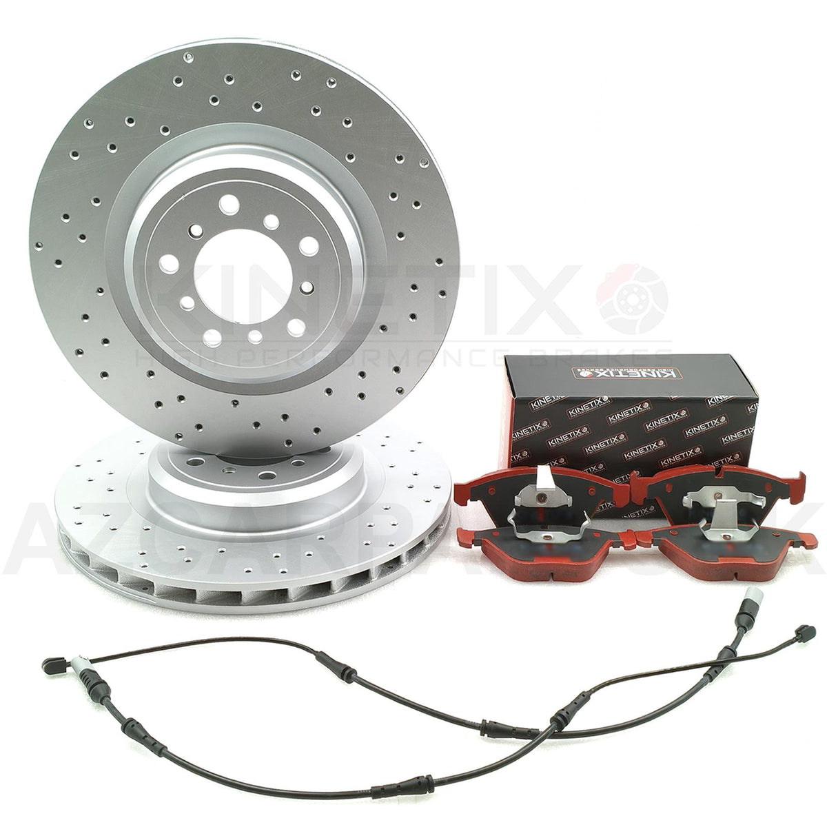 FOR BMW 1M E82 M3 E90 E92 E93 FRONT LEFT RIGHT BRAKE DISCS KINETIX CERAMIC RACING PADS & WEAR WIRE SENSORS 360mm X 30mm