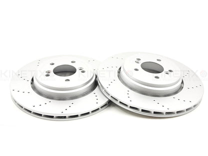 FOR BMW 1M E82 M3 E90 E92 E93 REAR LEFT RIGHT DRILLED PERFORATED BRAKE DISCS CERAMIC RACING PADS & WEAR WIRE SENSOR LEAD 350mm X 24mm