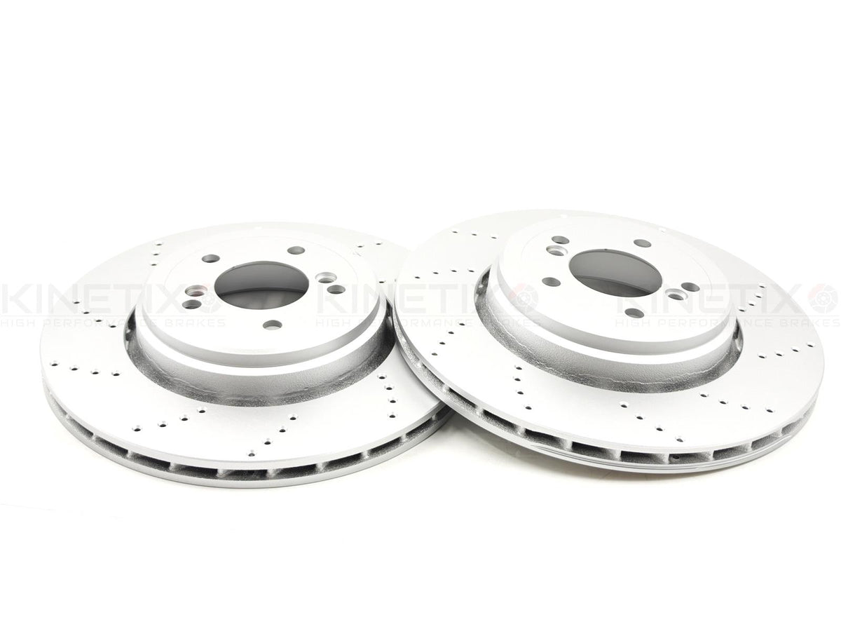 FOR BMW M3 E90 E92 E93 REAR LEFT RIGHT DRILLED BRAKE DISCS TEXTAR PADS 350mm