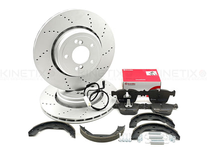 FOR BMW 1M M3 E82 E90 E92 E93 REAR BRAKE DISCS BREMBO PADS HANDBRAKE SHOES 350mm