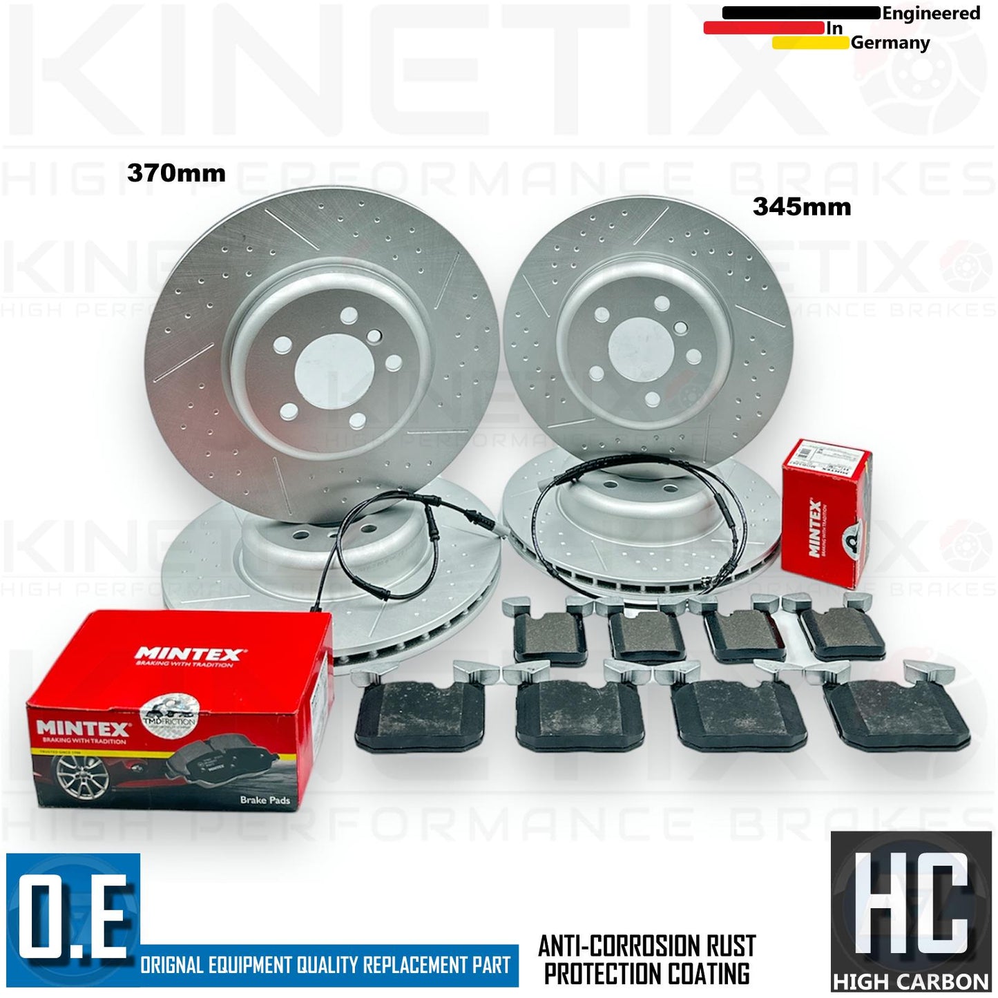 FOR BMW 340i M SPORT FRONT REAR GROOVED PERFORMANCE BRAKE DISCS MINTEX PADS SET