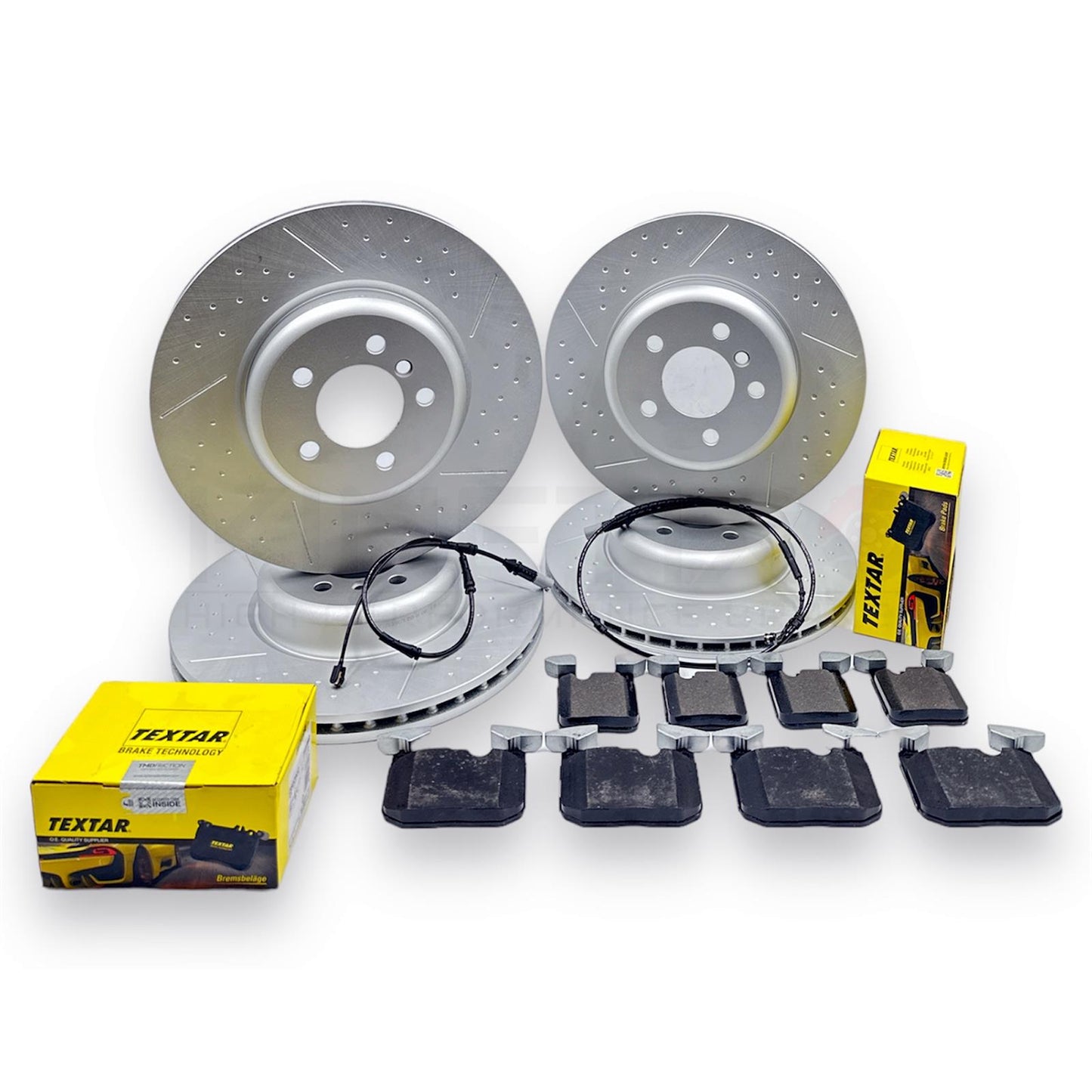 FOR BMW 335d M SPORT F30 FRONT REAR BRAKE DISCS TEXTAR PADS SENSORS 370mm 345mm