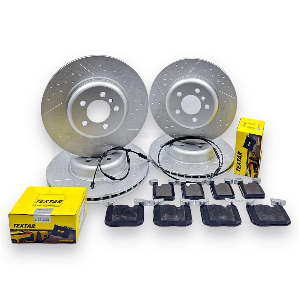 FOR BMW 420i M SPORT F32 FRONT REAR BRAKE DISCS TEXTAR PADS SENSORS 370mm 345mm