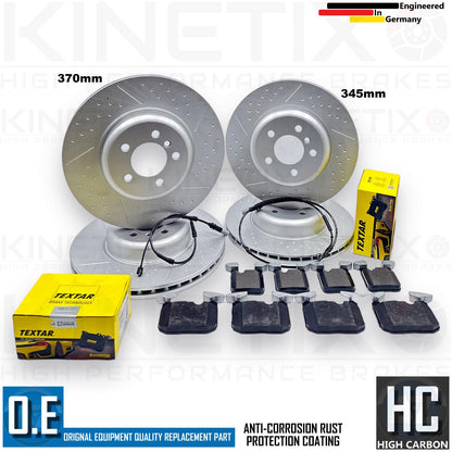 FOR BMW 335d M SPORT F30 FRONT REAR BRAKE DISCS TEXTAR PADS SENSORS 370mm 345mm