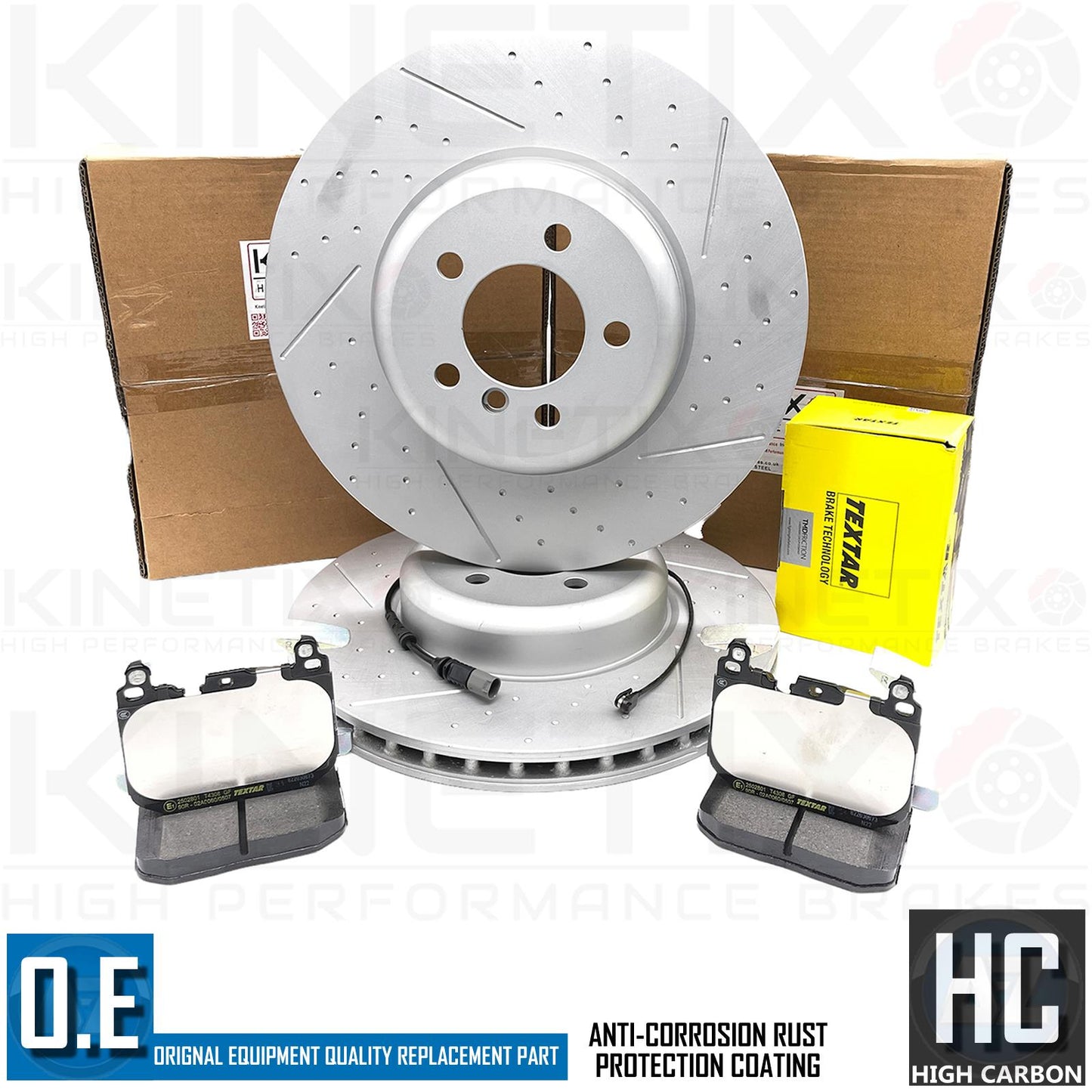FOR BMW 330d F30 F31 M SPORT DIMPLED GROOVED FRONT BRAKE DISCS TEXTAR PADS 370mm