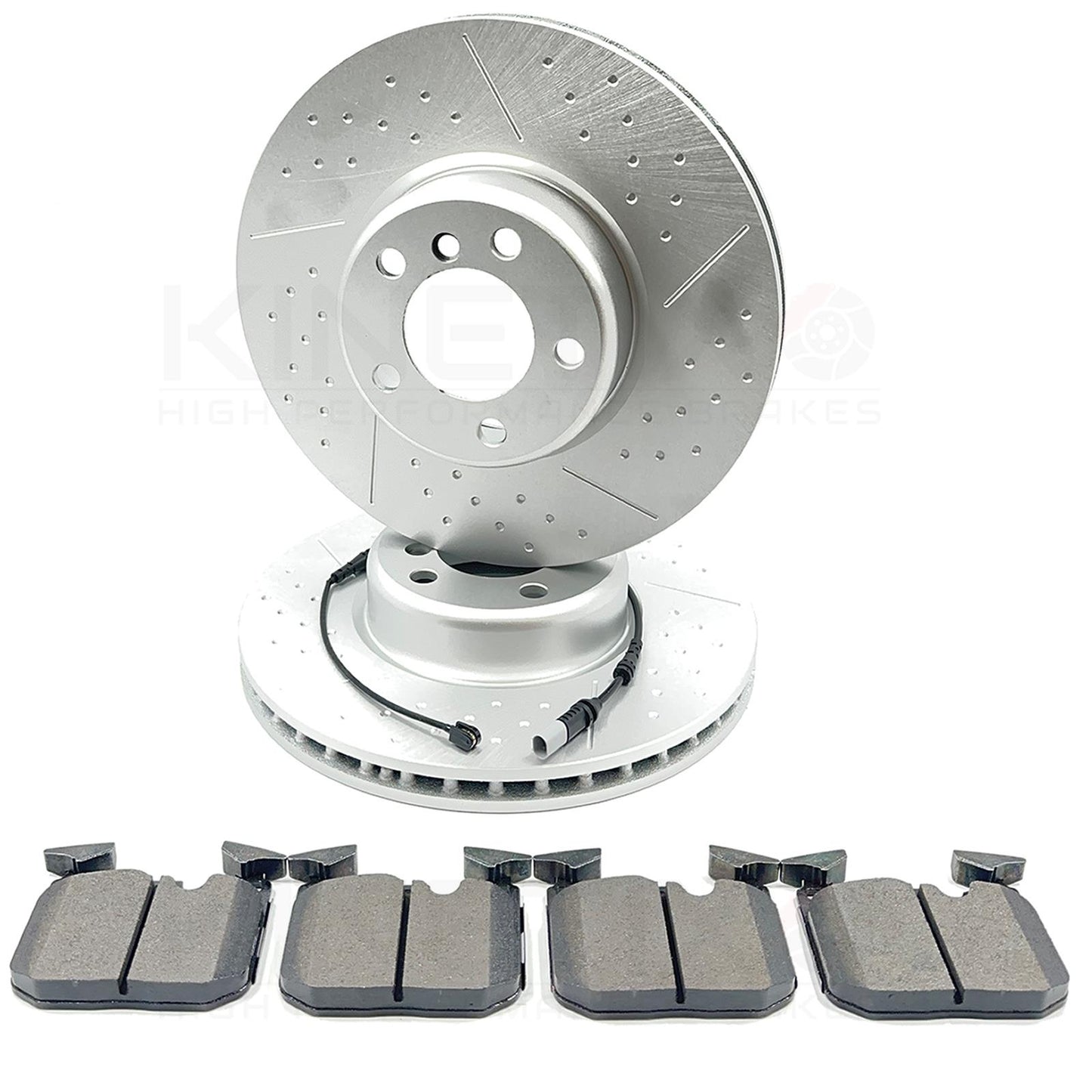FOR BMW 435i M SPORT DIMPLED & GROOVED FRONT BRAKE DISCS PADS SENSOR 370mm