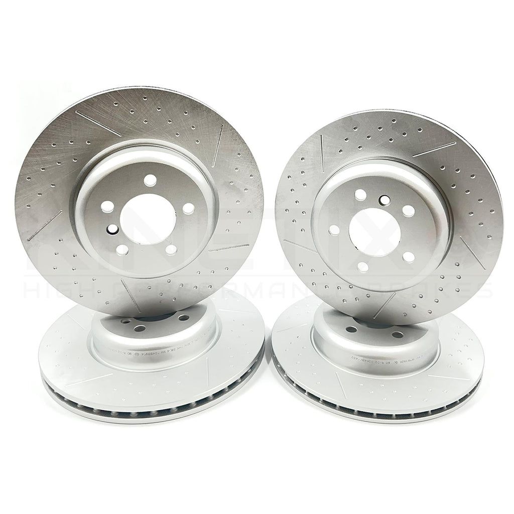 FOR BMW 330d M SPORT F31 DIMPLED GROOVED FRONT REAR BRAKE DISCS 370mm 345mm