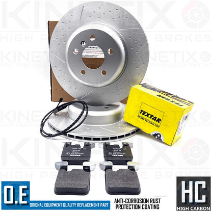 FOR BMW 335d M SPORT F30 FRONT REAR BRAKE DISCS TEXTAR PADS SENSORS 370mm 345mm