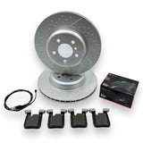 FOR BMW 330d M SPORT REAR DIMPLED GROOVED BRAKE DISCS BREMBO PADS SENSOR 345mm