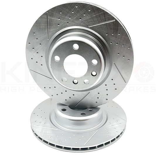 FOR BMW 120d M SPORT REAR CROSS DIMPLED & GROOVED BRAKE DISCS PAIR 345mm