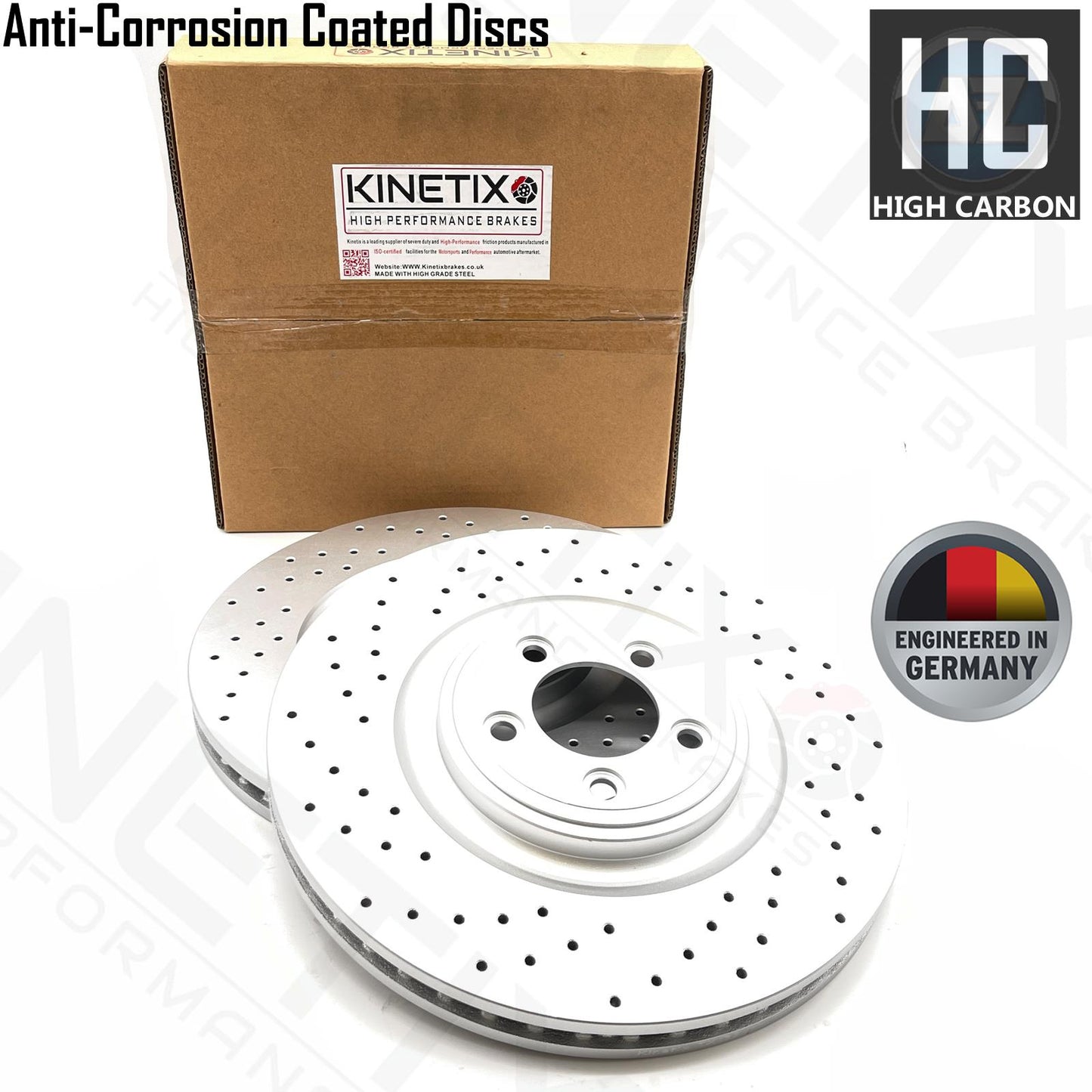 FOR JAGUAR S TYPE R 4.2 V8 CROSS DRILLED FRONT BRAKE DISCS PAIR 355mm 2002-2007