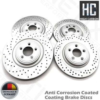 FOR JAGUAR XF 2.7d FRONT REAR CROSS DRILLED BRAKE DISCS PADS SENSORS 355mm 326mm