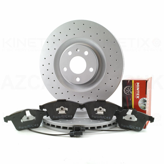 FOR AUDI S4 B6 B7 4.2 V8 FRONT DRILLED PERFORMANCE BRAKE DISCS MINTEX PADS 345mm