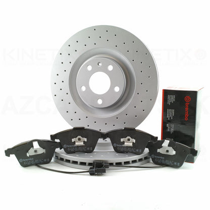 FOR AUDI S4 B6 B7 4.2 V8 FRONT CROSS DRILLED PERFORMANCE BRAKE DISCS BREMBO PADS 345mm x 30mm