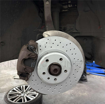 FOR AUDI A4 35 TFSI B9 CROSS DRILLED PERFORMANCE FRONT BRAKE DISCS PAIR 314mm