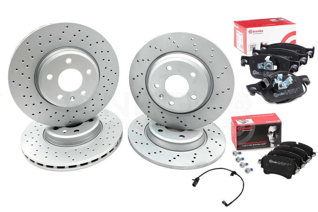FOR AUDI A4 1.4 TFSI B9 DRILLED FRONT REAR BRAKE DISCS BREMBO PADS 314mm 300mm