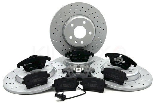 FOR AUDI A4 1.8 TFSI B8 CROSS DRILLED FRONT REAR BRAKE DISCS PADS 314mm 300mm