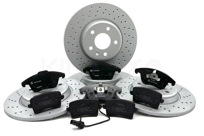 FOR AUDI A4 3.2 FSI B8 CROSS DRILLED FRONT REAR BRAKE DISCS PADS 314mm 300mm