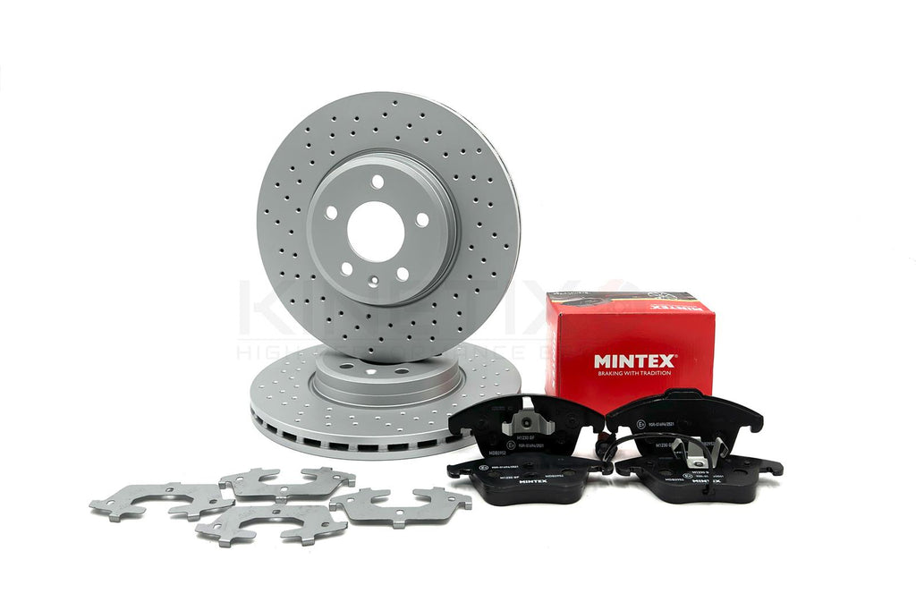 FOR AUDI A4 A5 2.0 TFSI B8 CROSS DRILLED FRONT BRAKE DISCS MINTEX PADS 314mm