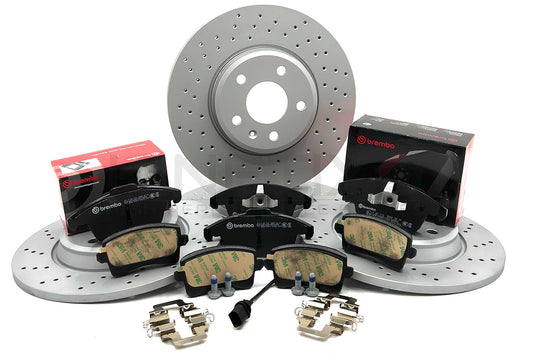 FOR AUDI A4 2.0 TFSI B8 DRILLED FRONT REAR BRAKE DISCS BREMBO PADS 314mm 300mm