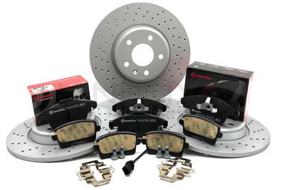 FOR AUDI A5 2.7 TDI DRILLED FRONT REAR BRAKE DISCS BREMBO PADS 314mm 300mm