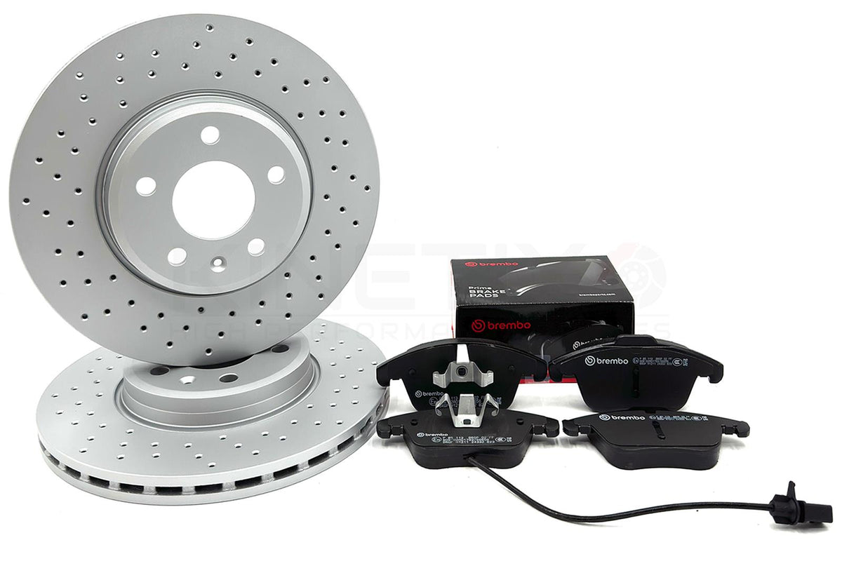 FOR AUDI A5 2.7 TDI DRILLED FRONT BRAKE DISCS BREMBO PADS 314mm COATED