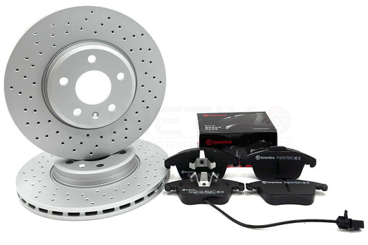 FOR AUDI A5 2.7 TDI DRILLED FRONT BRAKE DISCS BREMBO PADS 314mm COATED