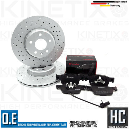 FOR AUDI A4 1.4 TFSI B9 CROSS DRILLED FRONT BRAKE DISCS BREMBO PADS SENSOR 314mm