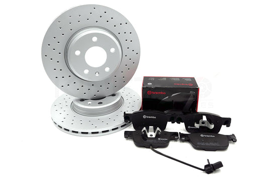 FIT AUDI A5 30 TDI F5x CROSS DRILLED FRONT BRAKE DISCS BREMBO PADS SENSOR 314mm
