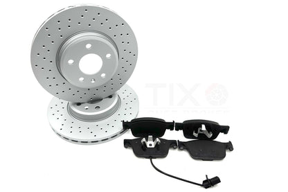 FOR AUDI A4 2.0 TFSI B9 CROSS DRILLED FRONT BRAKE DISCS PADS SENSOR 314mm