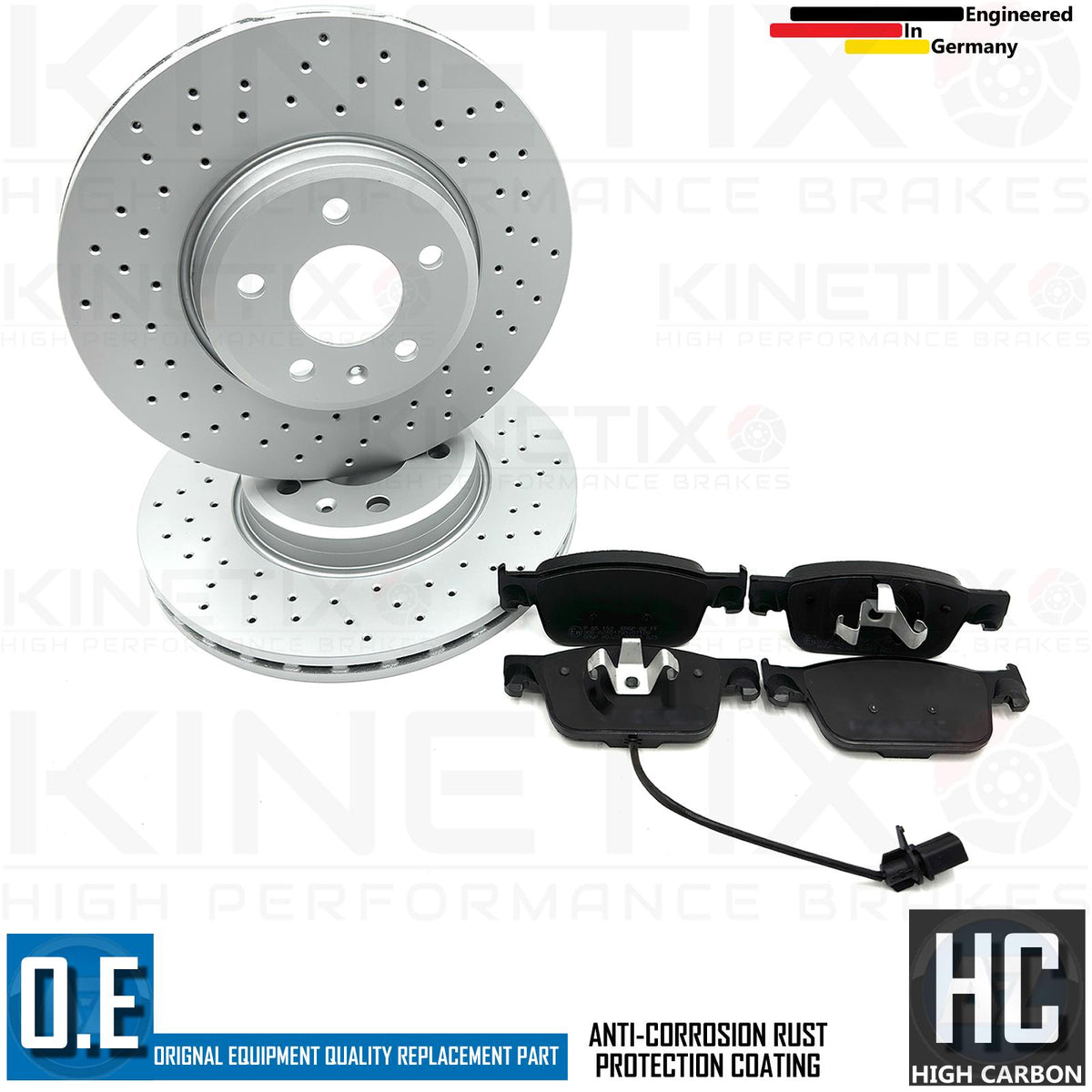 FIT AUDI A5 30 TDI F5x CROSS DRILLED FRONT BRAKE DISCS PADS SENSOR 314mm