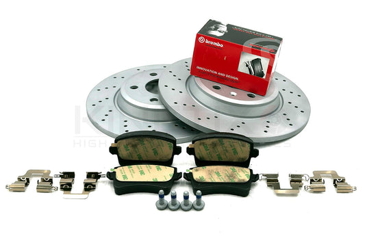 FOR AUDI A4 B8 1.8 TFSI 07-15 DRILLED REAR BRAKE DISCS BREMBO PADS 300mm *SOLID*