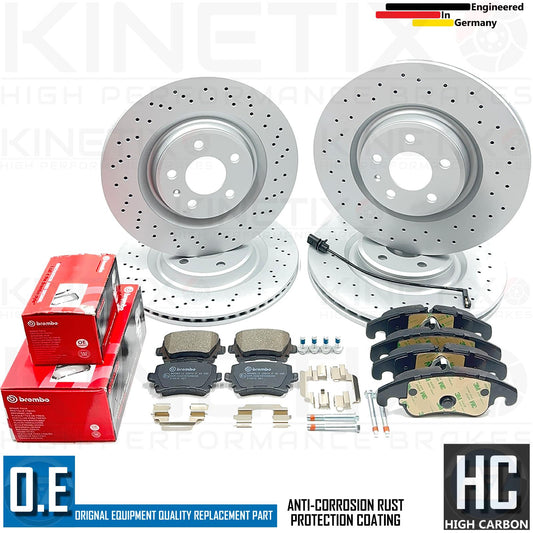 FOR AUDI S4 B8 S5 FRONT REAR DRILLED BRAKE DISCS BREMBO PADS 345mm 330mm