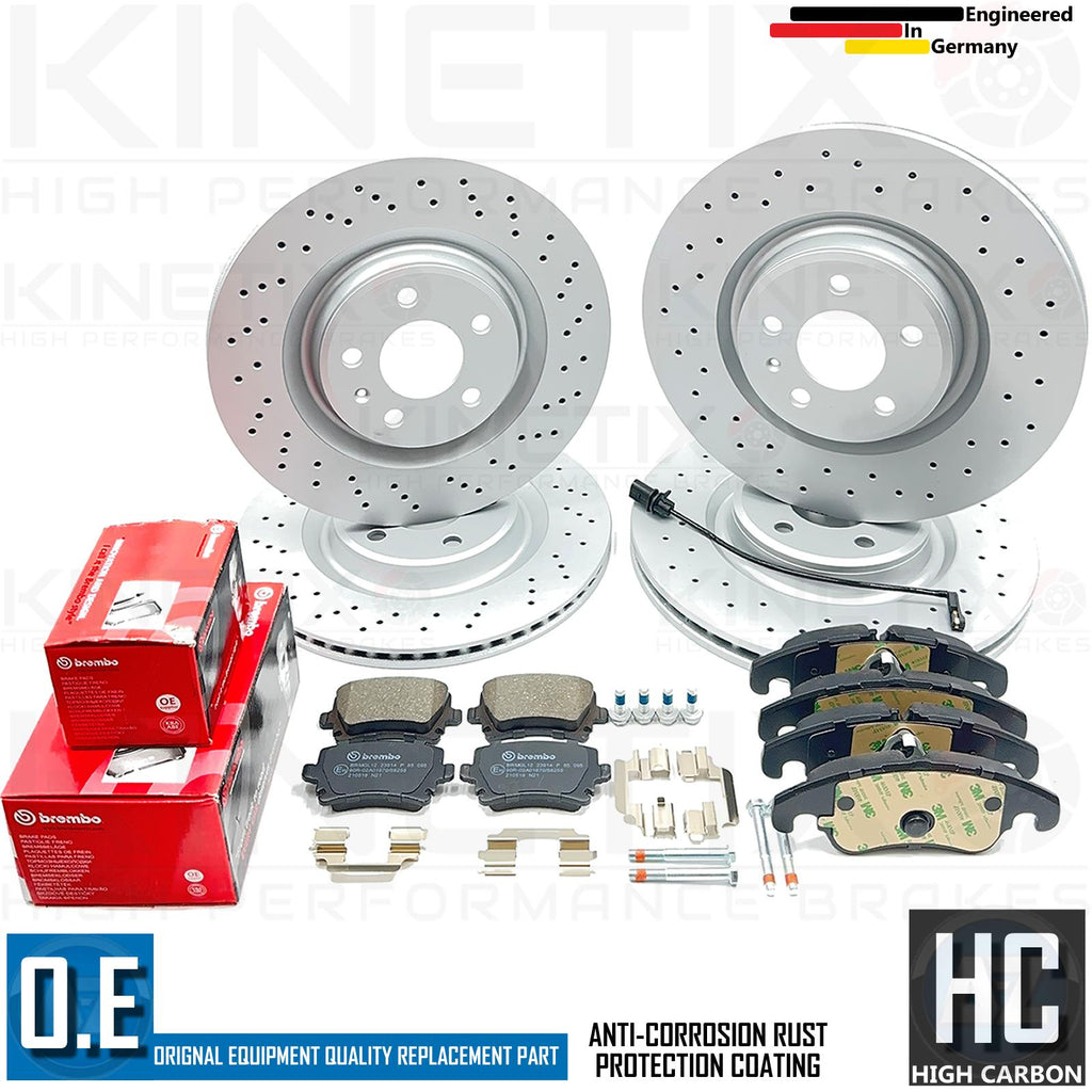 FOR AUDI S4 B8 S5 FRONT REAR DRILLED BRAKE DISCS BREMBO PADS 345mm 330mm