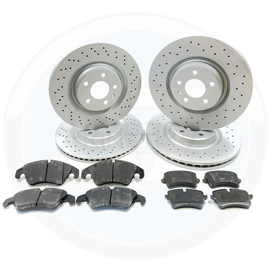 FOR AUDI S5 F5 FRONT & REAR CROSS DRILLED BRAKE DISCS PADS SENSOR 345mm 330mm