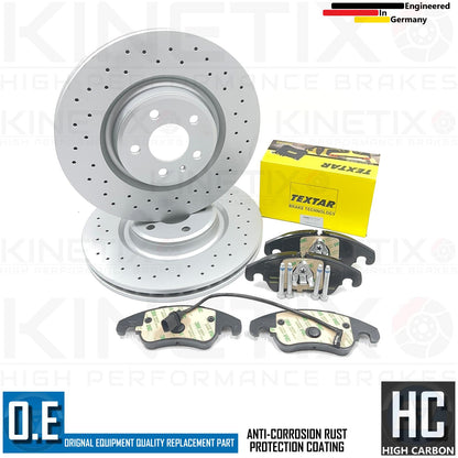 FOR AUDI S4 B8 FRONT CROSS DRILLED BRAKE DISCS TEXTAR PADS SENSOR WEAR WIRE 345m