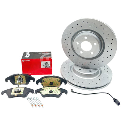 FOR AUDI S5 V8 FRONT DRILLED PERFORMANCE BRAKE DISCS BREMBO PADS SENSOR 345mm