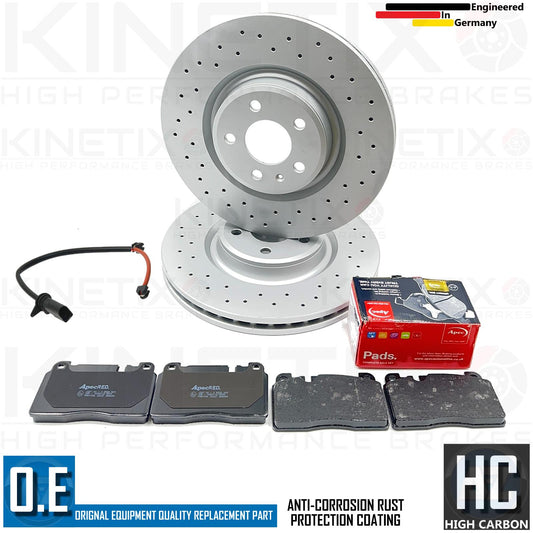 FOR PORSCHE MACAN 2.0 (2014-2018) DRILLED FRONT BRAKE DISCS PADS SENSORS 345mm