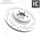 FOR JAGUAR XJ 5.0 V8 09-21 CROSS DRILLED REAR BRAKE DISCS PAIR 326mm