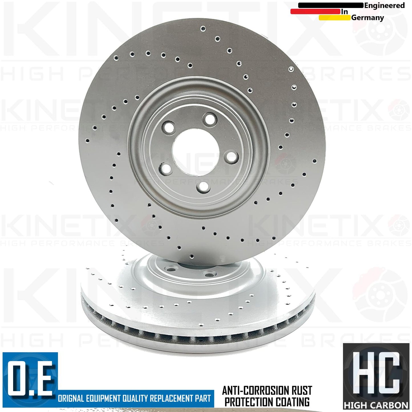 FOR JAGUAR F-TYPE 5.0 SCV8R SVR CROSS DRILLED FRONT BRAKE DISCS PAIR 380mm